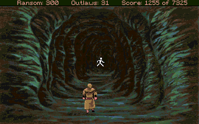 Conquests of the Longbow: The Legend of Robin Hood Amiga Screenshot: Where does this long tunnel lead?