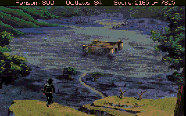 Conquests of the Longbow: The Legend of Robin Hood Amiga Screenshot: The Fen Monastary in the distance...