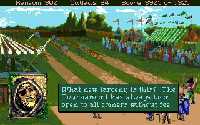Conquests of the Longbow: The Legend of Robin Hood Amiga Screenshot: What? I have to pay to enter the contest?