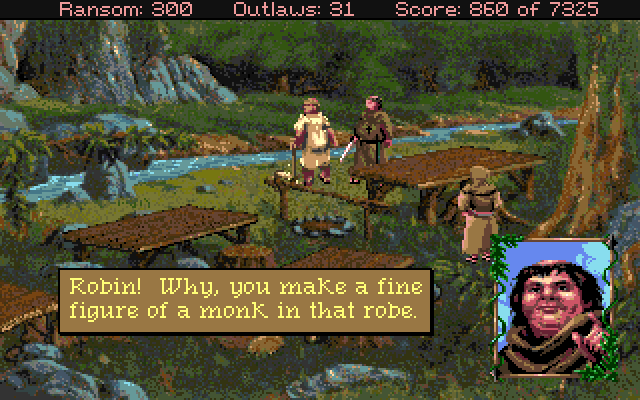 Conquests of the Longbow: The Legend of Robin Hood Amiga Screenshot: I've acquired a nice disguise...