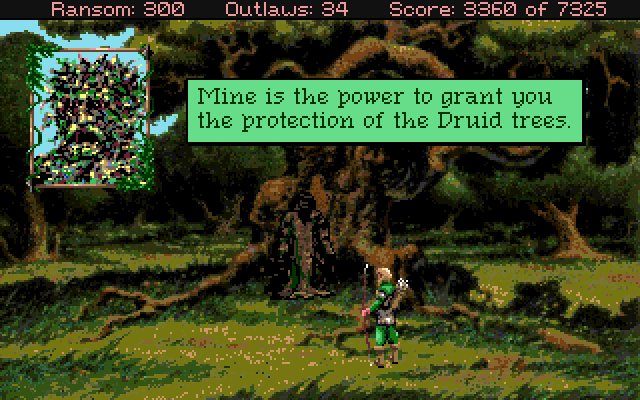 Conquests of the Longbow: The Legend of Robin Hood Amiga Screenshot: This power will be useful later on...