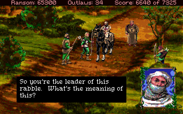 Conquests of the Longbow: The Legend of Robin Hood Amiga Screenshot: Can you trust this guy?