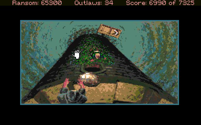 Conquests of the Longbow: The Legend of Robin Hood Amiga Screenshot: Dodge falling rocks when escaping...