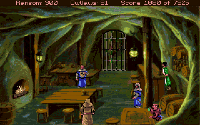 Conquests of the Longbow: The Legend of Robin Hood Amiga Screenshot: The inside of the pub.