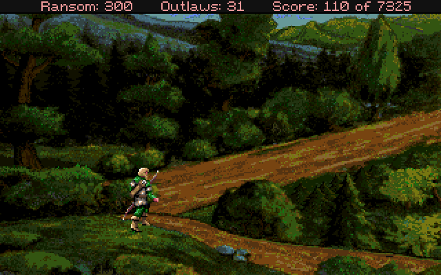 Conquests of the Longbow: The Legend of Robin Hood Amiga Screenshot: The lookout...you'll come here often to find people...