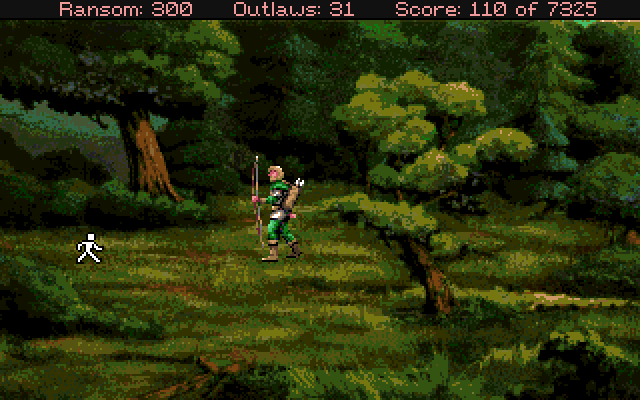 Conquests of the Longbow: The Legend of Robin Hood Amiga Screenshot: Exploring the forest...