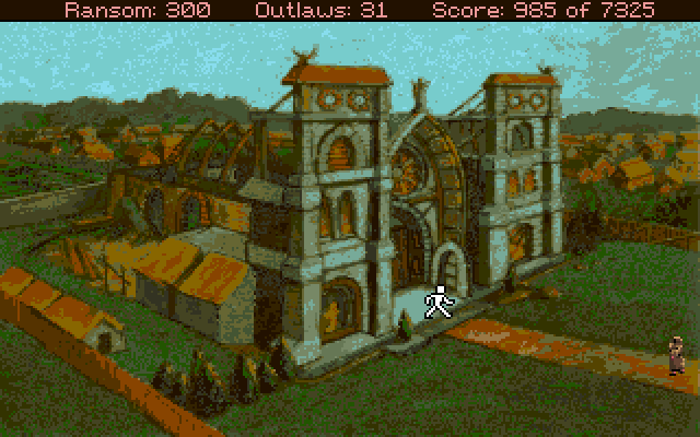 Conquests of the Longbow: The Legend of Robin Hood Amiga Screenshot: Outside of the church...