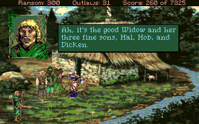 Conquests of the Longbow: The Legend of Robin Hood Amiga Screenshot: Visiting the widow's house.