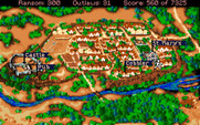Conquests of the Longbow: The Legend of Robin Hood for Amiga - The map of Nottingham.