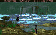 Conquests of the Longbow: The Legend of Robin Hood for Amiga - In disguise, try to sneak into the monastary...