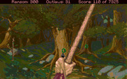 Conquests of the Longbow: The Legend of Robin Hood for Amiga - Check the wind, then fire!