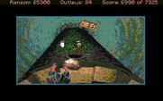 Conquests of the Longbow: The Legend of Robin Hood for Amiga - Dodge falling rocks when escaping...