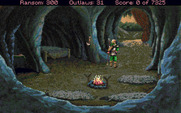 Conquests of the Longbow: The Legend of Robin Hood for Amiga - Game start; each day in the game begins in Robin's cave.