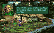 Conquests of the Longbow: The Legend of Robin Hood for Amiga - Visiting the widow's house.