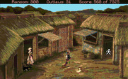 Conquests of the Longbow: The Legend of Robin Hood for Amiga - Entering town...
