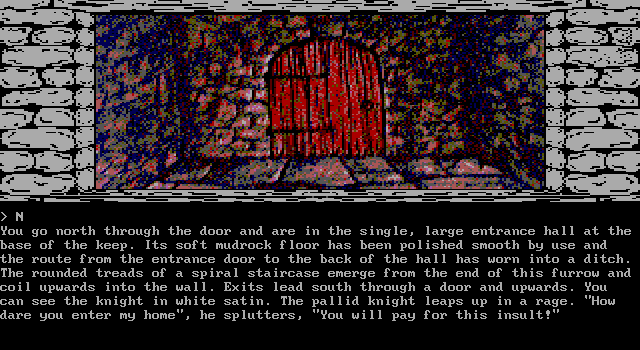 Knight Orc IBM PC/Compatibles Screenshot: You just insulted the knight in white satin. Can't be good!