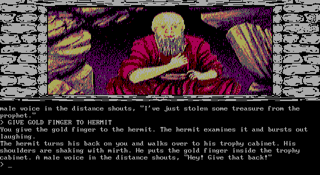 Knight Orc IBM PC/Compatibles Screenshot: The Hermit is unexpectedly arrogant and demanding.