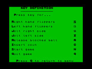 Pinball Wizard for ZX Spectrum - Key definition screen.