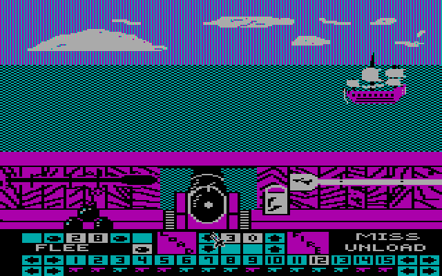 Pirates of the Barbary Coast IBM PC/Compatibles Screenshot: Enemy in closer range, get ready to fire!