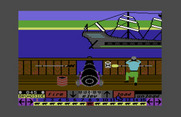 Pirates of the Barbary Coast for Commodore 64 - A battle with Bloodthroat begins!
