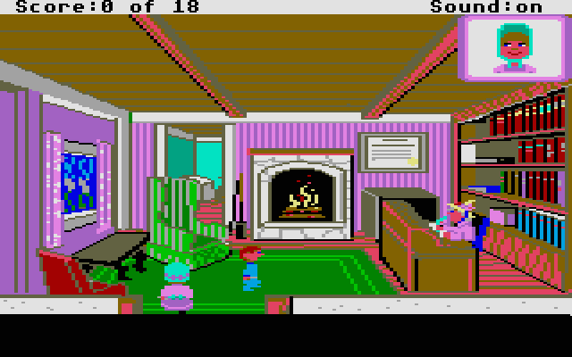 Mixed-Up Mother Goose Atari ST Screenshot: Inside the building at the start of the game.