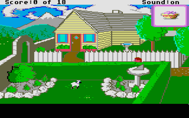 Mixed-Up Mother Goose Atari ST Screenshot: There's a lamb! But how can I reach it?