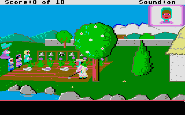 Mixed-Up Mother Goose Atari ST Screenshot: A rather nice garden...