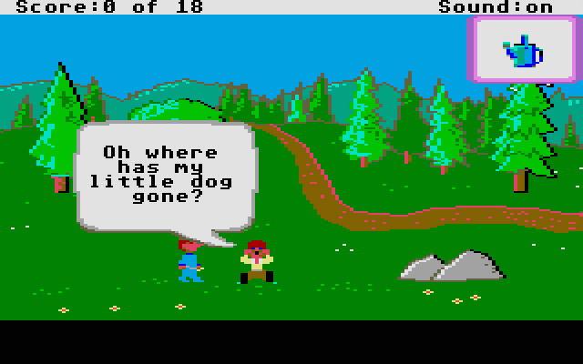 Mixed-Up Mother Goose Atari ST Screenshot: Where has the little dog gone?