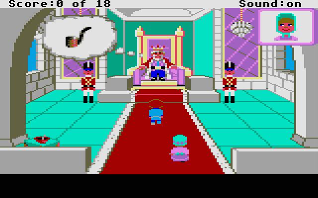 Mixed-Up Mother Goose Atari ST Screenshot: The king wants his pipe. Can you find it?