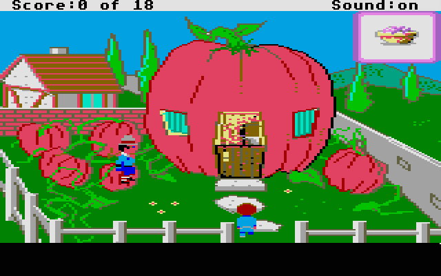 Mixed-Up Mother Goose Atari ST Screenshot: Outside the pumpkin...