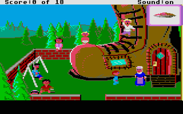 Mixed-Up Mother Goose Atari ST Screenshot: Here's a rather large old shoe...
