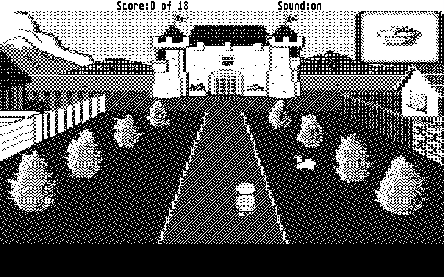Mixed-Up Mother Goose Atari ST Screenshot: Walking to the castle...