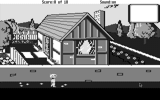 Mixed-Up Mother Goose Atari ST Screenshot: Who lives in this house? I'll need to find a way around the wall to find out...
