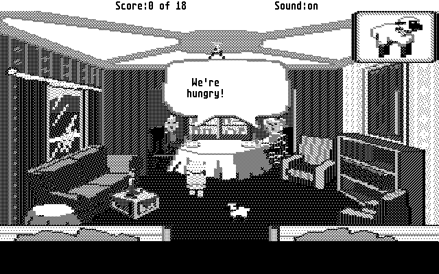 Mixed-Up Mother Goose Atari ST Screenshot: This couple is hungry, can you help them?