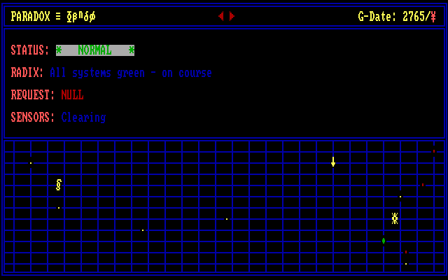 Forbidden Quest IBM PC/Compatibles Screenshot: Current status displayed on the control panel screen.