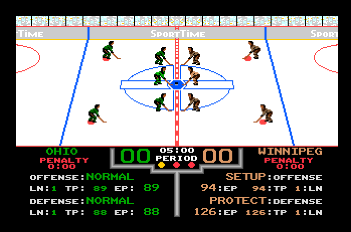 Superstar Ice Hockey Apple IIgs Screenshot: Starting the game!