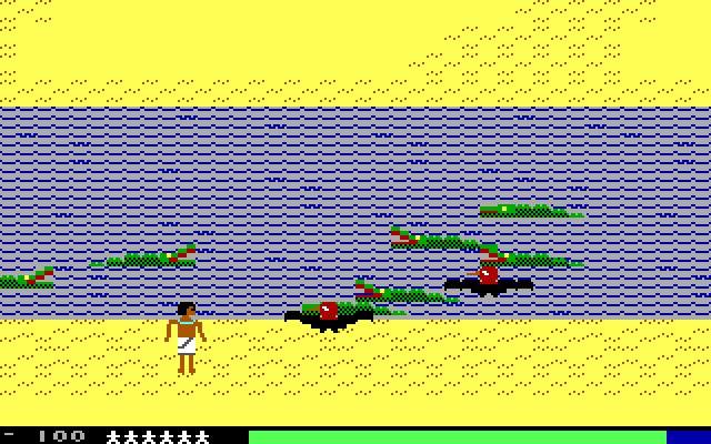 Seven Spirits of Ra, The IBM PC/Compatibles Screenshot: Crossing this river can be tough...