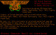 Seven Spirits of Ra, The for IBM PC/Compatibles - Copyright information.