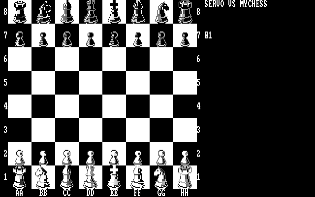 Mychess IBM PC/Compatibles Screenshot: Game start.