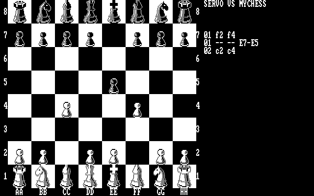 Mychess IBM PC/Compatibles Screenshot: A few opening moves...
