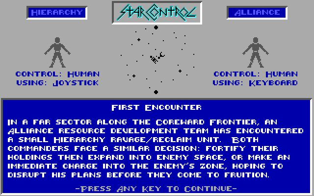 Star Control IBM PC/Compatibles Screenshot: Overview of the selected scenerio...