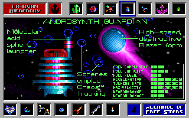 Star Control IBM PC/Compatibles Screenshot: Androsynth Guardian overview...