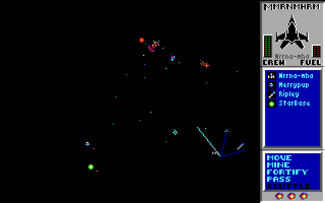 Star Control IBM PC/Compatibles Screenshot: Strategy game...select a location to move to...