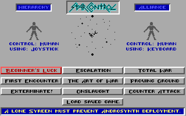 Star Control IBM PC/Compatibles Screenshot: The main strategy game menu.