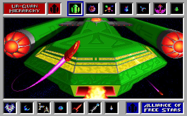 Star Control IBM PC/Compatibles Screenshot: The Ur-Quan Hierarchy flagship...