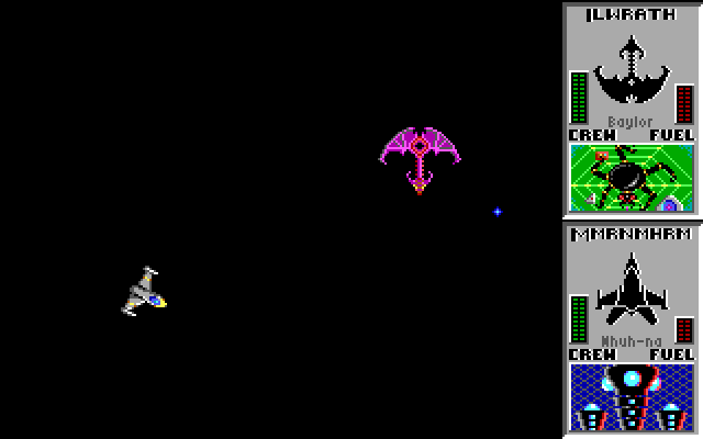 Star Control IBM PC/Compatibles Screenshot: Two large ships prepare for battle...