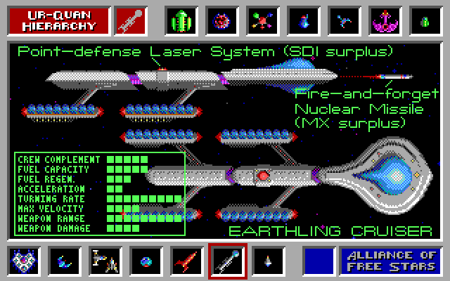 Star Control IBM PC/Compatibles Screenshot: The Earthling's ship.
