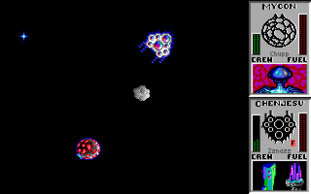 Star Control IBM PC/Compatibles Screenshot: Pursuing an opponent...