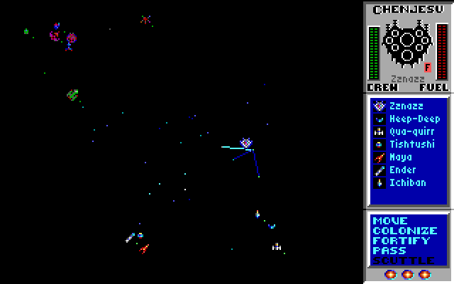 Star Control IBM PC/Compatibles Screenshot: Strategy game screen...Alliance is moving a ship.