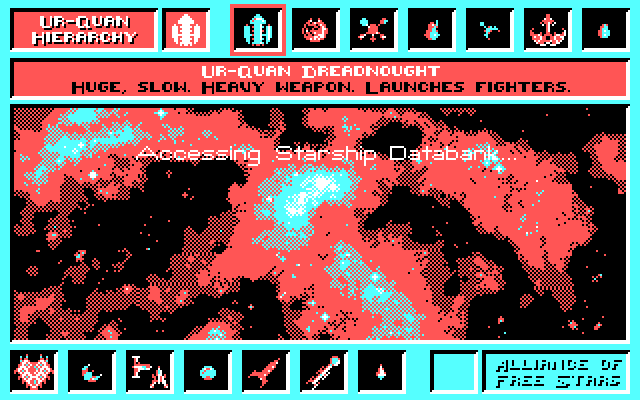 Star Control IBM PC/Compatibles Screenshot: The starship databank provides information on each ship in the game.